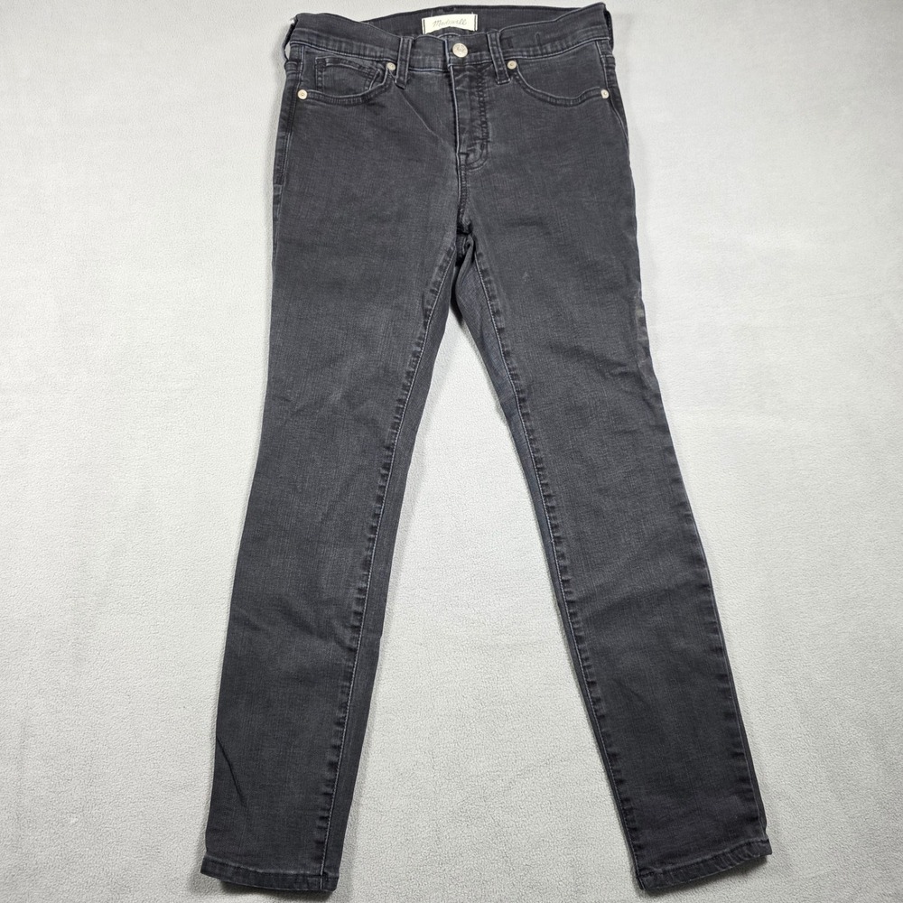Madewell Jeans Womens 26P Black Skinny 9" High-Rise Faded